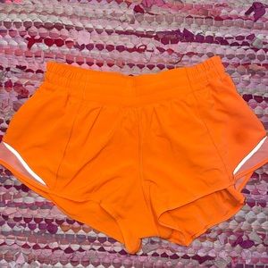 Orange Lululemon Hotty Hot Shorts